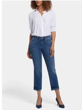 NYDJ Marilyn Straight Ankle Jeans Plus Size 24W Womens Blue Stretch Denim NWT